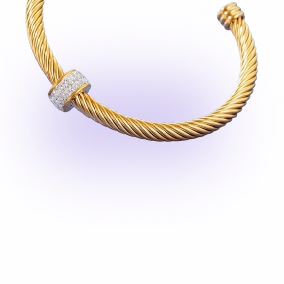 Elegant gold tone cable twisted cuff bangle  Bracelet - Picture 3 of 8